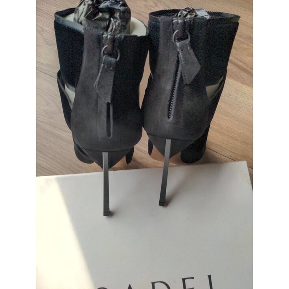 Casadei Black Velvet Open Slit Stiletto heeled Ankle Booties $1,075 - Picture 4 of 16